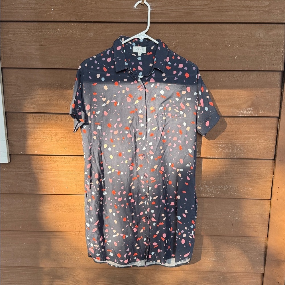 Böhme Multicolor Patterned Abstract Shirt Dress size Medium with pockets